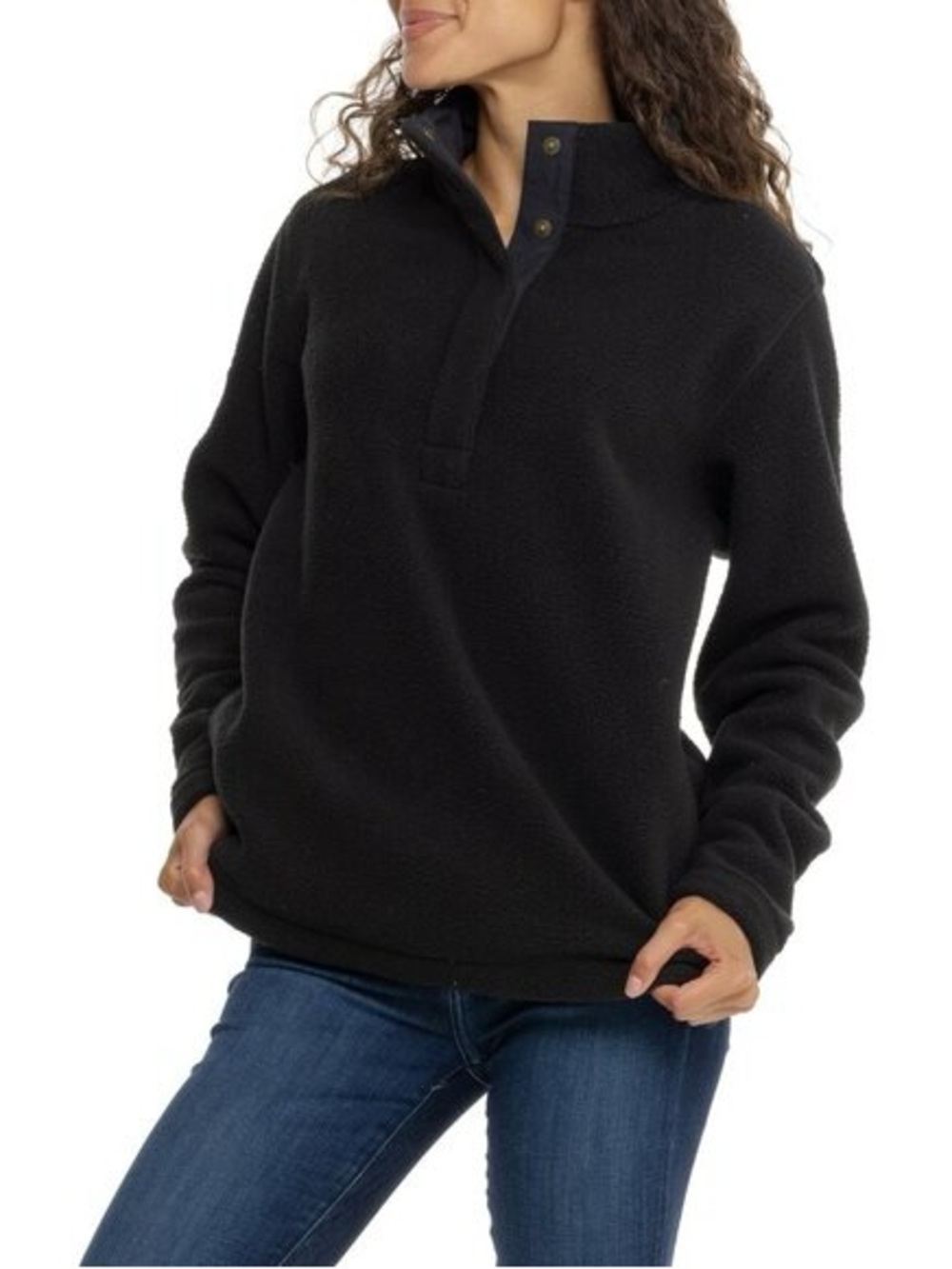 NWT Wild Rye Black Danner High Pile Fleece Pullover Women's Size Small